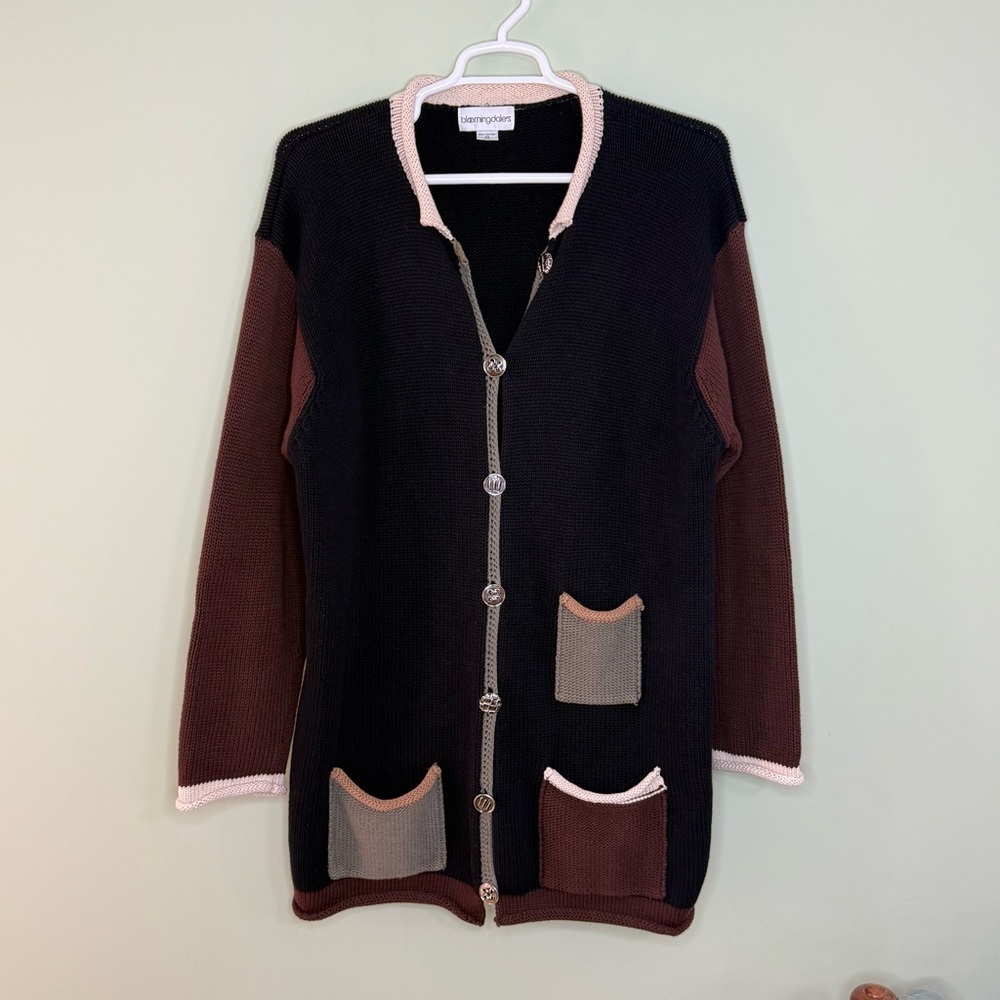 Vintage‎ Bloomingdale Y2K colorblock Cardigan Sweater whimsical woman 2X